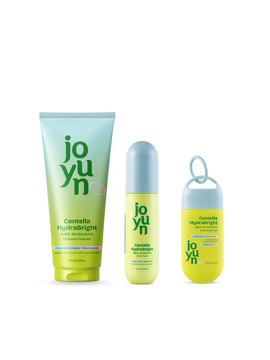Centella HydraBright Whipped Cream Cleanser, Mochi Toner and Sunscreen Combo